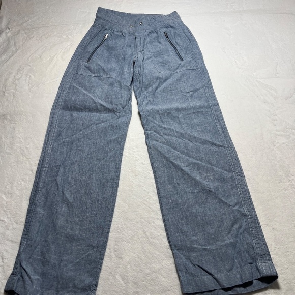 Athleta Cabo Linen Pull On Pants Wide Leg Blue - Picture 2 of 6